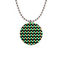 Modern Retro Chevron Patchwork Pattern Button Necklaces by GardenOfOphir