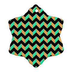 Modern Retro Chevron Patchwork Pattern Ornament (snowflake)  by GardenOfOphir