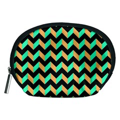 Modern Retro Chevron Patchwork Pattern Accessory Pouches (medium)  by GardenOfOphir