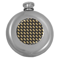 Modern Retro Chevron Patchwork Pattern Round Hip Flask (5 Oz) by GardenOfOphir