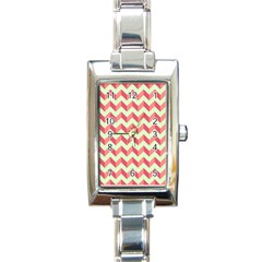 Modern Retro Chevron Patchwork Pattern Rectangle Italian Charm Watches by GardenOfOphir