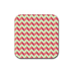 Modern Retro Chevron Patchwork Pattern Rubber Coaster (square)  by GardenOfOphir