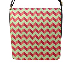 Modern Retro Chevron Patchwork Pattern Flap Messenger Bag (l)  by GardenOfOphir