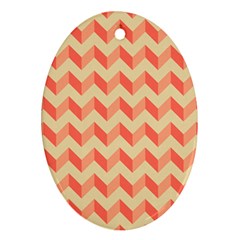 Modern Retro Chevron Patchwork Pattern Ornament (oval)  by GardenOfOphir