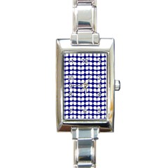 Blue And White Leaf Pattern Rectangle Italian Charm Watches by GardenOfOphir