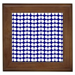 Blue And White Leaf Pattern Framed Tiles by GardenOfOphir