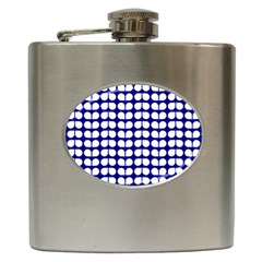 Blue And White Leaf Pattern Hip Flask (6 Oz) by GardenOfOphir