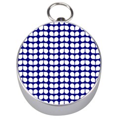 Blue And White Leaf Pattern Silver Compasses by GardenOfOphir