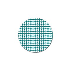 Teal And White Leaf Pattern Golf Ball Marker by GardenOfOphir