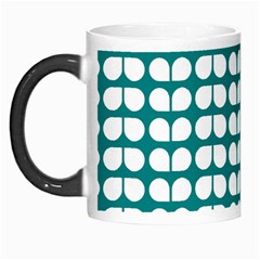 Teal And White Leaf Pattern Morph Mugs by GardenOfOphir