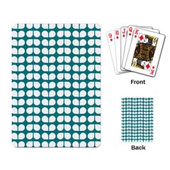 Teal And White Leaf Pattern Playing Card by GardenOfOphir