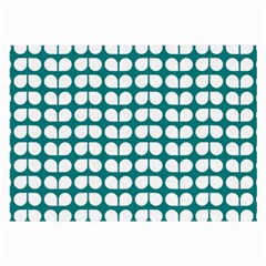 Teal And White Leaf Pattern Large Glasses Cloth by GardenOfOphir