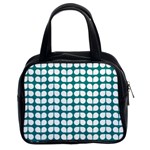 Teal And White Leaf Pattern Classic Handbags (2 Sides) Front