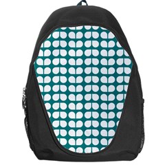 Teal And White Leaf Pattern Backpack Bag by GardenOfOphir