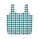 Teal And White Leaf Pattern Full Print Recycle Bags (M)  Front