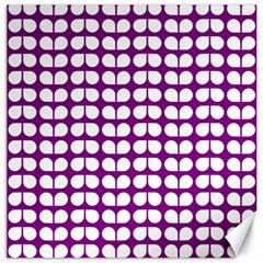 Purple And White Leaf Pattern Canvas 16  X 16   by GardenOfOphir