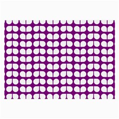 Purple And White Leaf Pattern Large Glasses Cloth (2-side) by GardenOfOphir