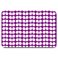 Purple And White Leaf Pattern Large Doormat  by GardenOfOphir