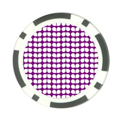 Purple And White Leaf Pattern Poker Chip Card Guards (10 Pack)  by GardenOfOphir