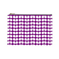 Purple And White Leaf Pattern Cosmetic Bag (large)  by GardenOfOphir