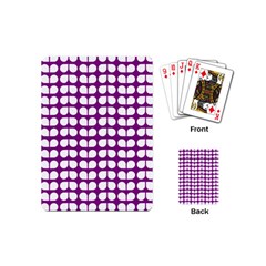 Purple And White Leaf Pattern Playing Cards (mini)  by GardenOfOphir