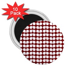 Red And White Leaf Pattern 2 25  Magnets (10 Pack)  by GardenOfOphir