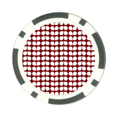 Red And White Leaf Pattern Poker Chip Card Guards (10 Pack)  by GardenOfOphir