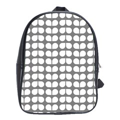 Gray And White Leaf Pattern School Bags (xl)  by GardenOfOphir