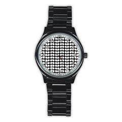 Black And White Leaf Pattern Stainless Steel Round Watches by GardenOfOphir