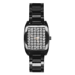 Black And White Leaf Pattern Stainless Steel Barrel Watch by GardenOfOphir