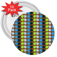 Colorful Leaf Pattern 3  Buttons (10 Pack)  by GardenOfOphir