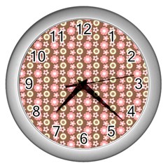 Cute Floral Pattern Wall Clocks (silver)  by GardenOfOphir