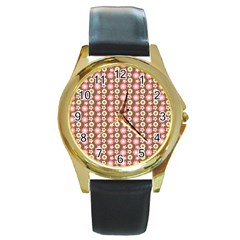 Cute Floral Pattern Round Gold Metal Watches by GardenOfOphir