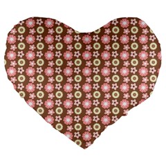 Cute Floral Pattern Large 19  Premium Flano Heart Shape Cushions by GardenOfOphir