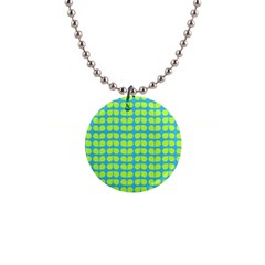 Blue Lime Leaf Pattern Button Necklaces by GardenOfOphir