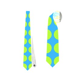 Blue Lime Leaf Pattern Neckties (one Side)  by GardenOfOphir