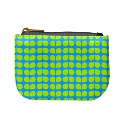 Blue Lime Leaf Pattern Mini Coin Purses by GardenOfOphir