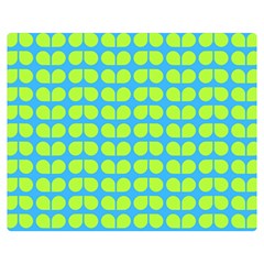 Blue Lime Leaf Pattern Double Sided Flano Blanket (medium)  by GardenOfOphir