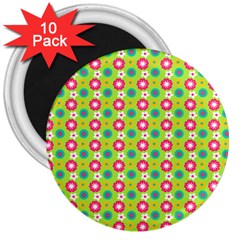 Cute Floral Pattern 3  Magnets (10 Pack)  by GardenOfOphir