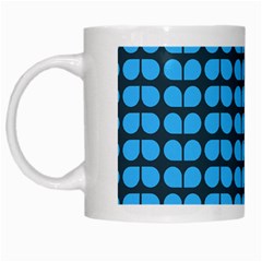 Blue Gray Leaf Pattern White Mugs by GardenOfOphir