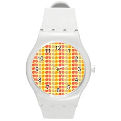 Colorful Leaf Pattern Round Plastic Sport Watch (M)