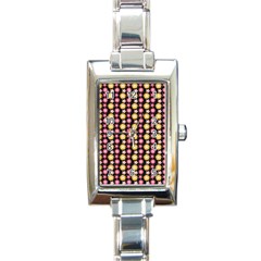 Cute Floral Pattern Rectangle Italian Charm Watches by GardenOfOphir