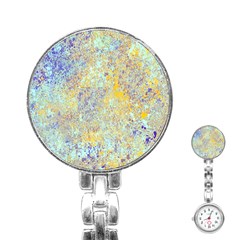 Abstract Earth Tones With Blue  Stainless Steel Nurses Watches