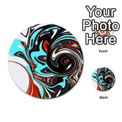 Abstract In Aqua, Orange, And Black Multi-purpose Cards (round) 