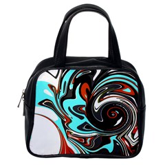 Abstract In Aqua, Orange, And Black Classic Handbags (one Side) by digitaldivadesigns