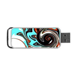 Abstract In Aqua, Orange, And Black Portable Usb Flash (one Side) by digitaldivadesigns