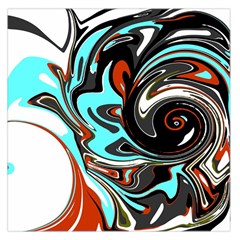 Abstract In Aqua, Orange, And Black Large Satin Scarf (square) by digitaldivadesigns