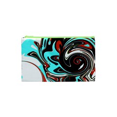 Abstract In Aqua, Orange, And Black Cosmetic Bag (xs) by digitaldivadesigns