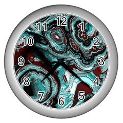 Fractal Marbled 05 Wall Clocks (Silver) 