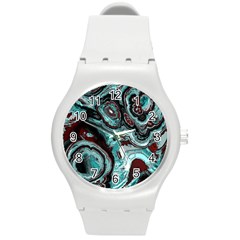 Fractal Marbled 05 Round Plastic Sport Watch (M)